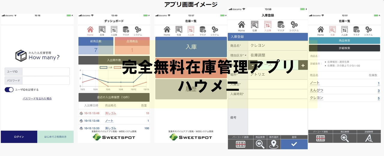 在庫管理アプリハウメニ