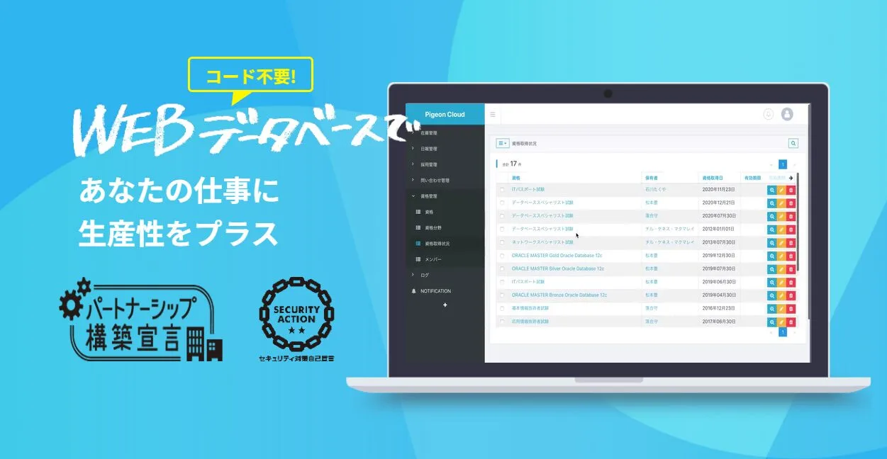 7. PigeonCloud｜在庫管理だけでなく、顧客情報や問い合わせ内容の管理も可能