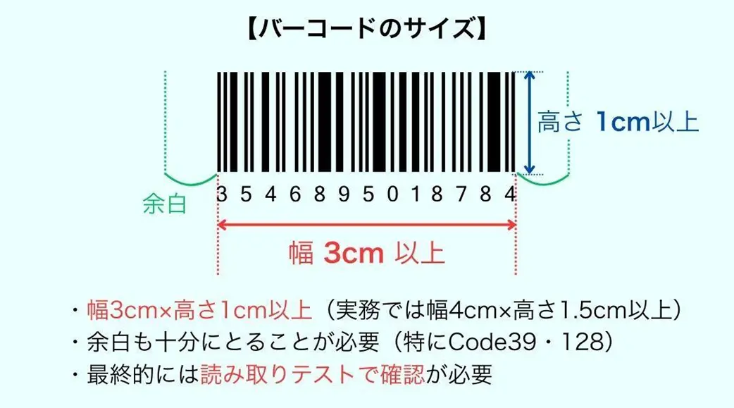 バーコードを作成する際の注意点（余白とサイズ）