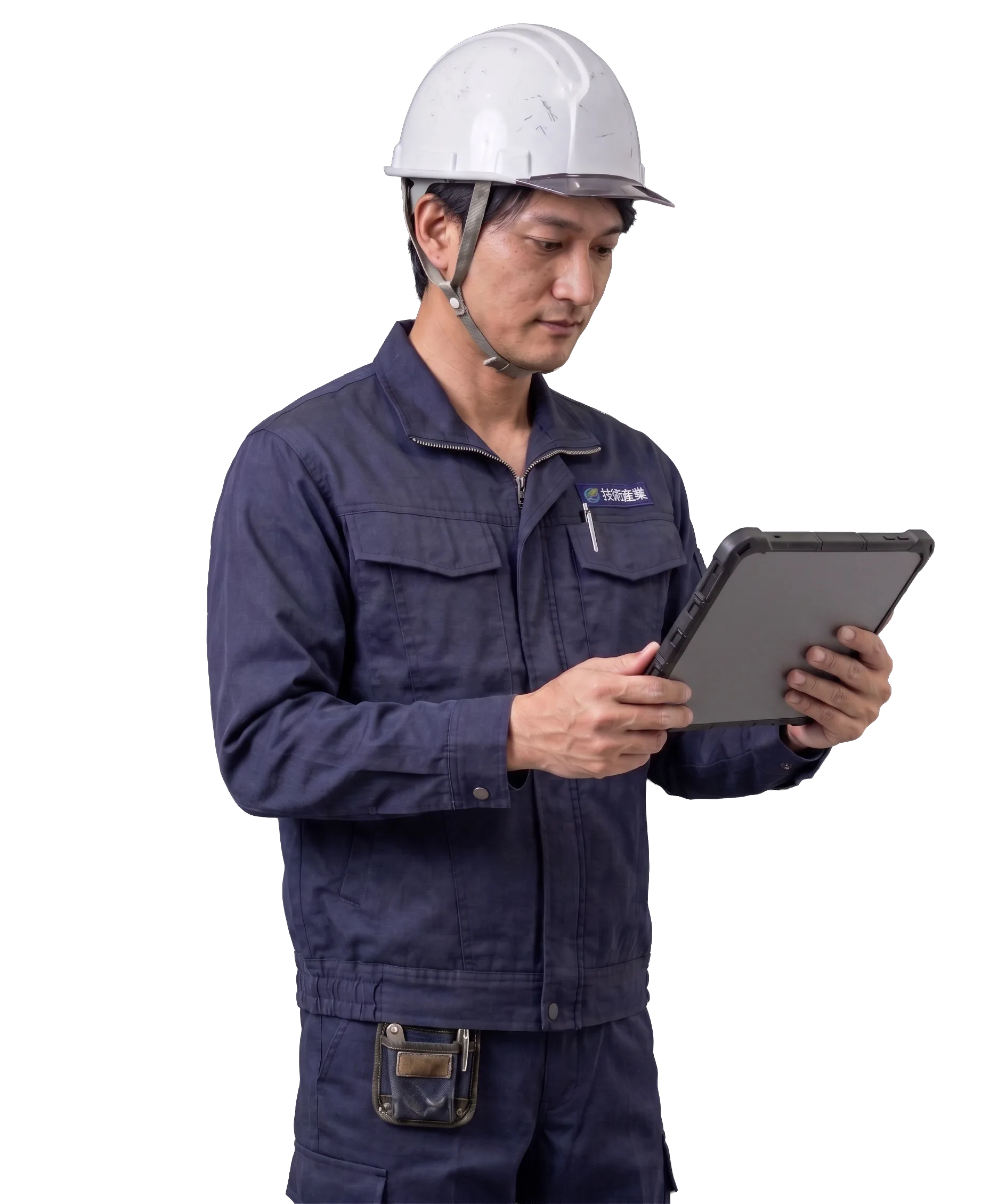 タブレットを持つ作業員